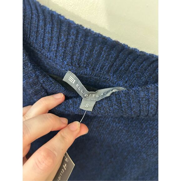 Elliott Lauren NWT Blue Marled Cotton Cashmere Blend Sweater, Sz Small, MP $145 - Picture 4 of 9